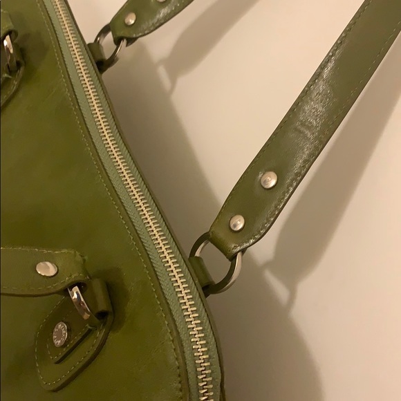 EUC leather baguette bag zip top AVOCADO Mid-size - Picture 7 of 16